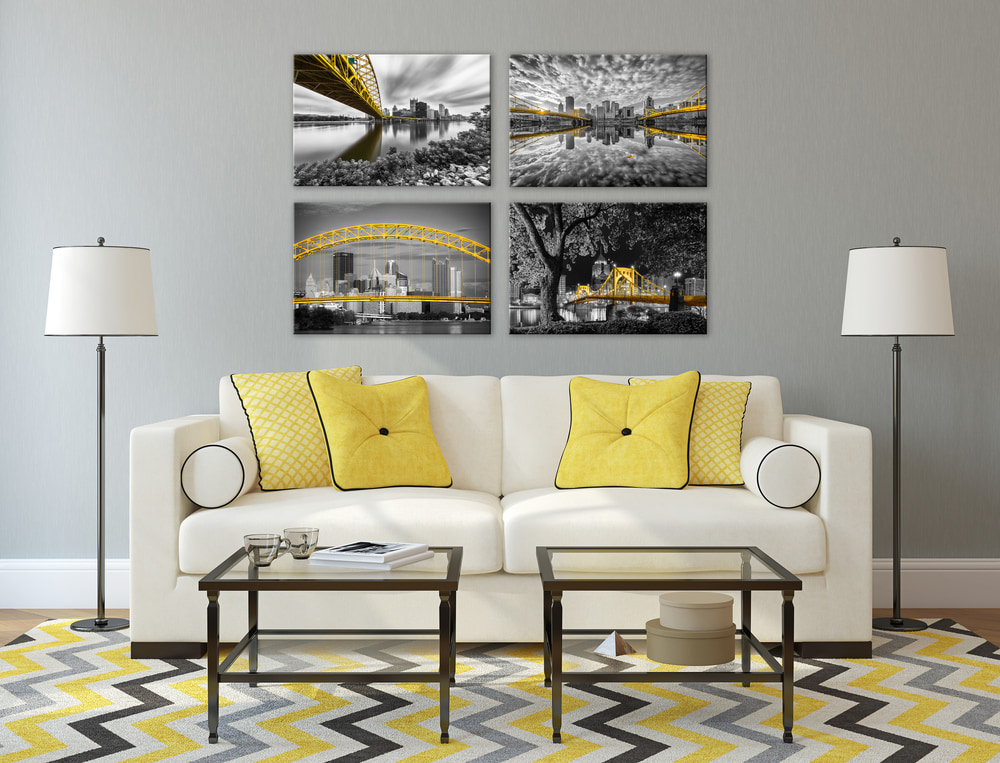 Black and Gold Group of 4 Living Room