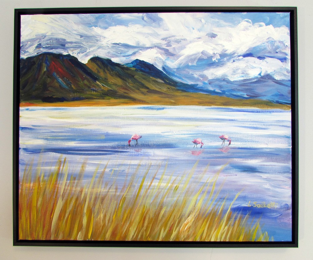 IMG 2594 Flamingos in lagoon 1 framed