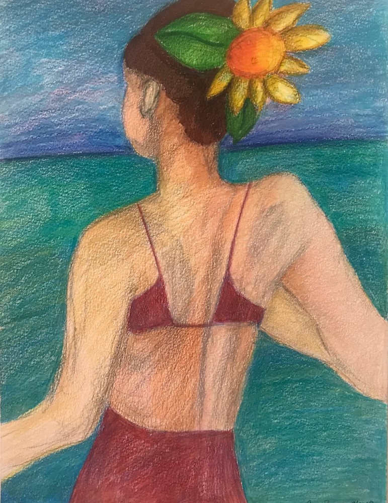 Woman With Flower 9x12 200