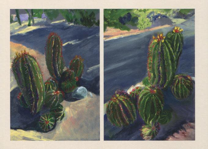 RED HOOKED CACTUS CLUSTER (DIPTYCH)