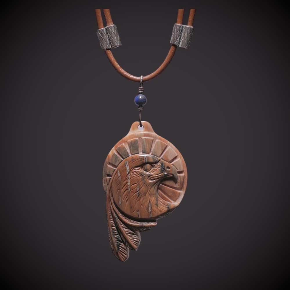 Red Tail Hawk Pendant North Sea Mammoth Ivory Pendant