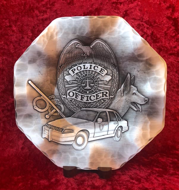 Small Octagon Plate with Police Design