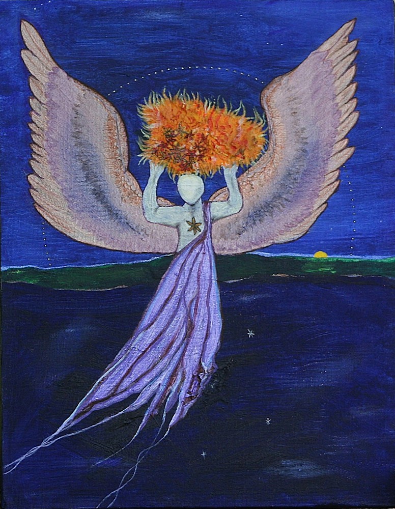 She brings fire  perfect angel archangel celestial landscapes spirituality in art