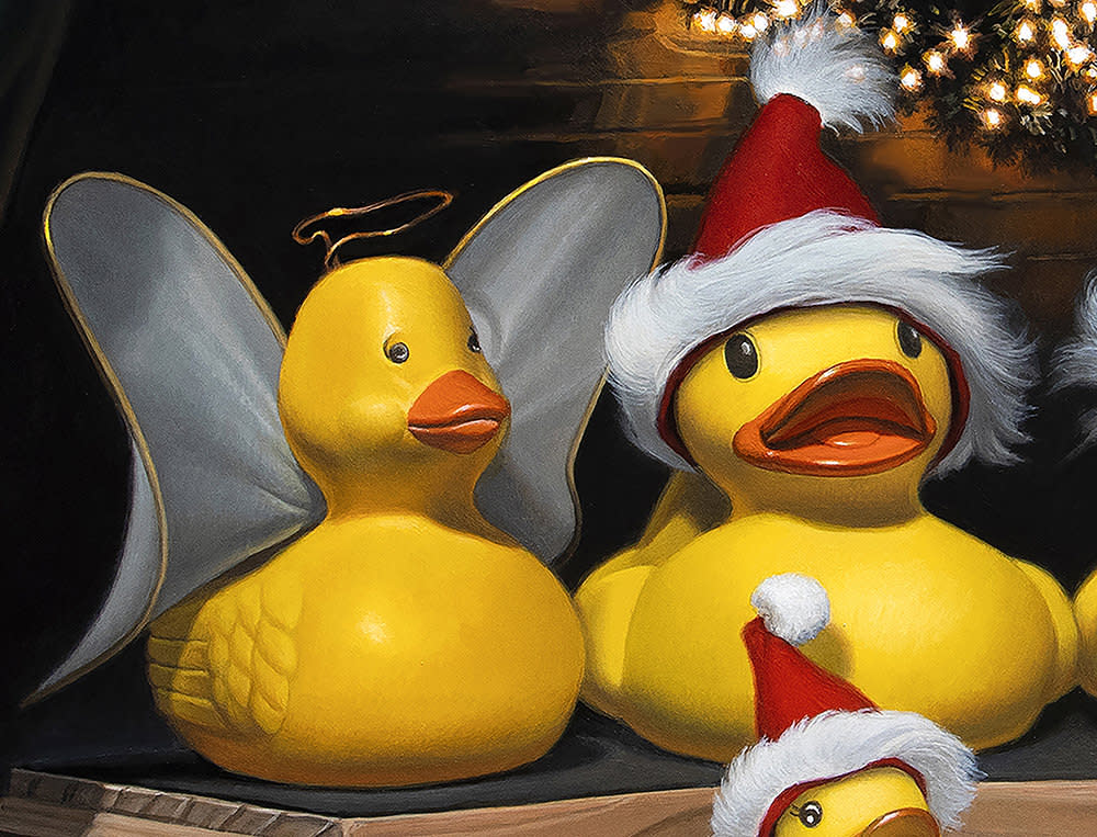Kevin Grass Duck the Halls Detail 1 Acrylic on aluminum panel painting