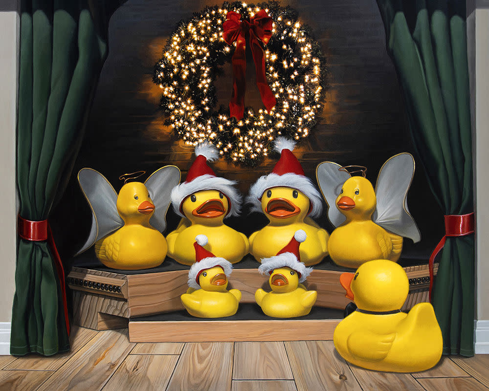 Kevin Grass Duck the Halls Acrylic on aluminum panel painting