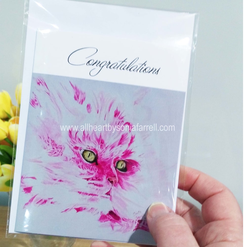 Greeting Card Pink Cat Watermark Oct 2020