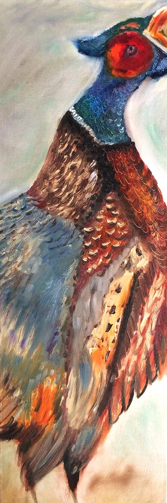 pheasant 2020 oil on canvas 12x36 mariestephensart