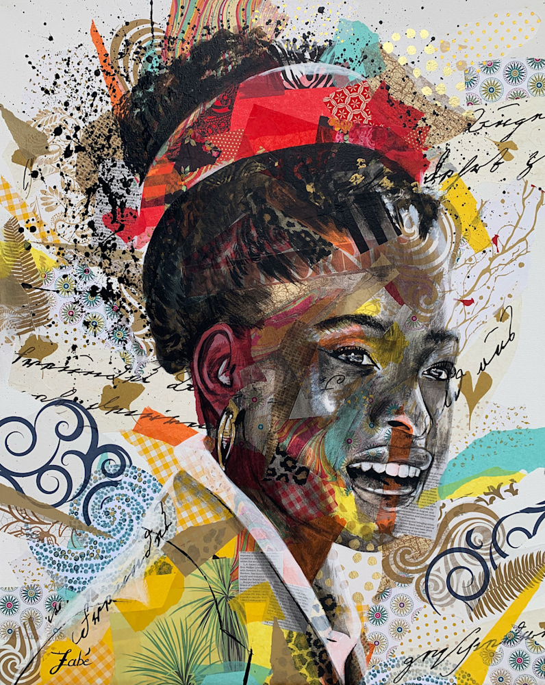 24x30 zabe arts strong women amanda gorman collage painting