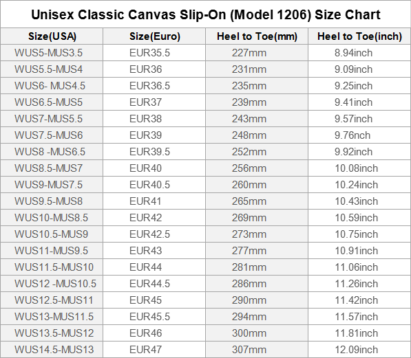 Unisex Classic Canvas Slip On 1206