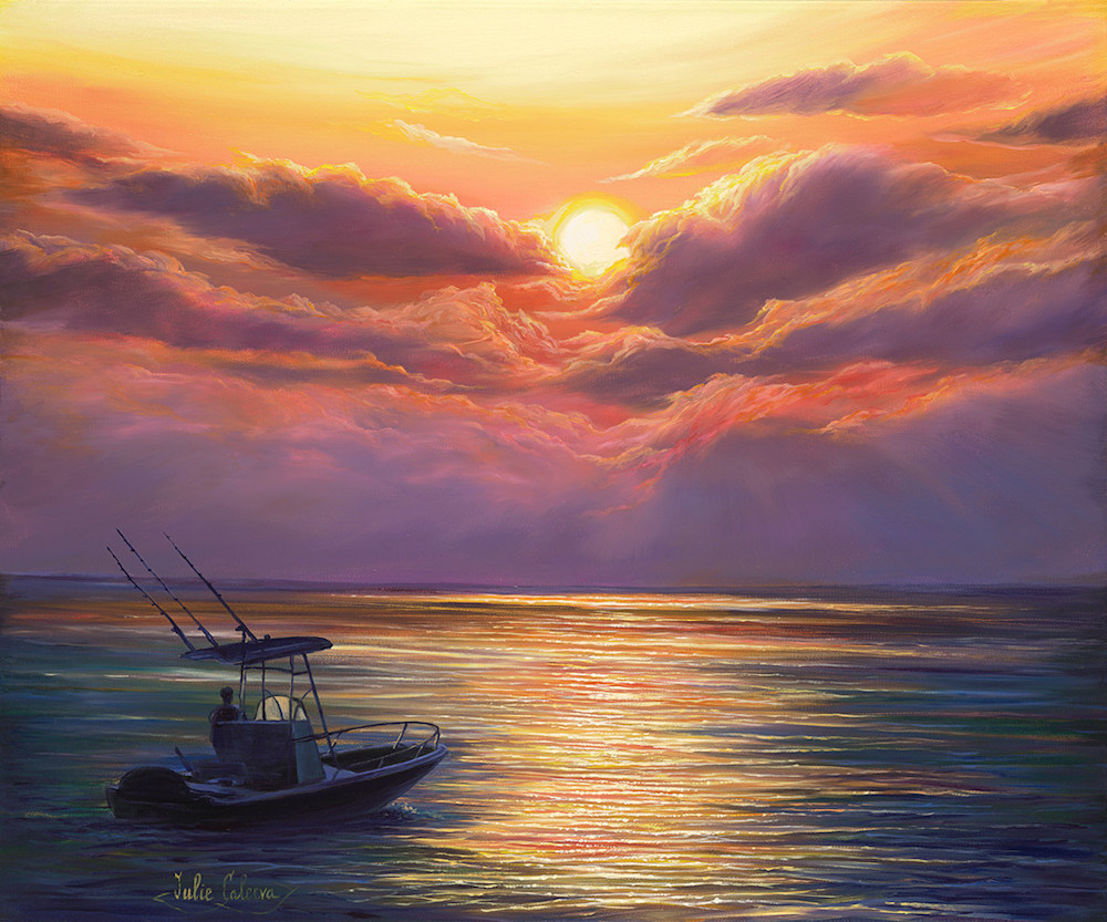 julie galeeva Fishing at Sunset 