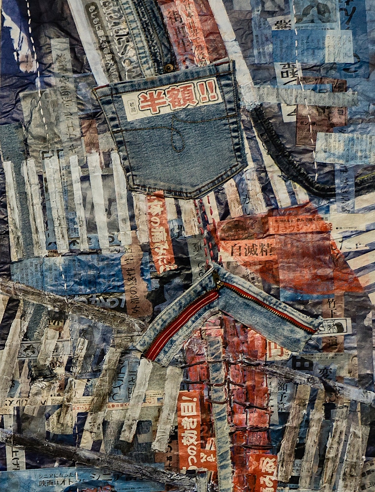 Muffy Clark Gill Shibuya Crossing 2 detail mixed media 42 x 17 in