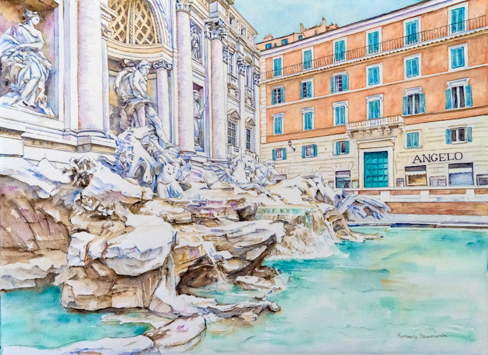 La Fontana Di Trevi, Roma, 14x10 Hand Signed Print