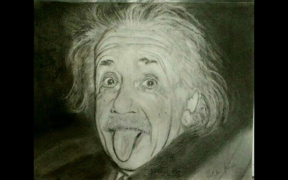 albert Einstein portrait drawing painting