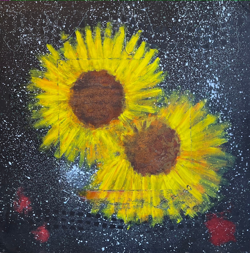 Hubble Generated Sunflowers mm masonite 47x47 copy