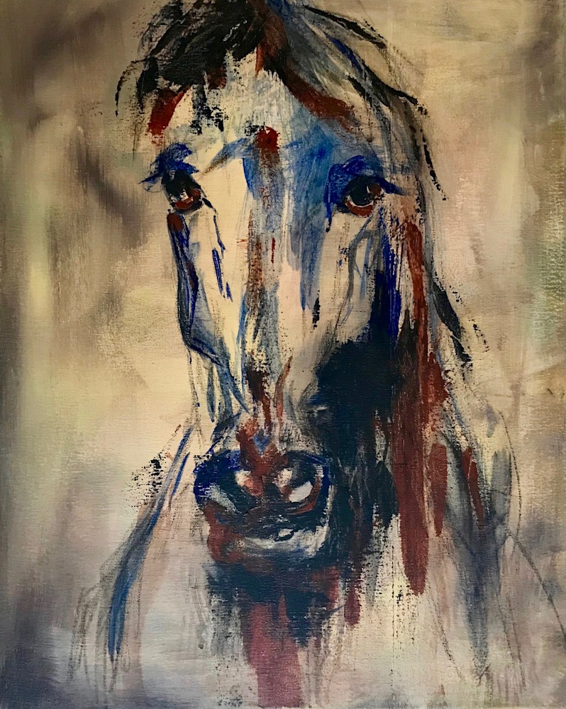 Original Acrylic art painting Horse Head Impressionism