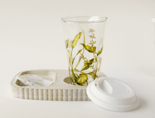 Glass Travel Mug Shrooms And Grass Art | Yevgenia Davidoff's Botanical  Portraits and Artwares