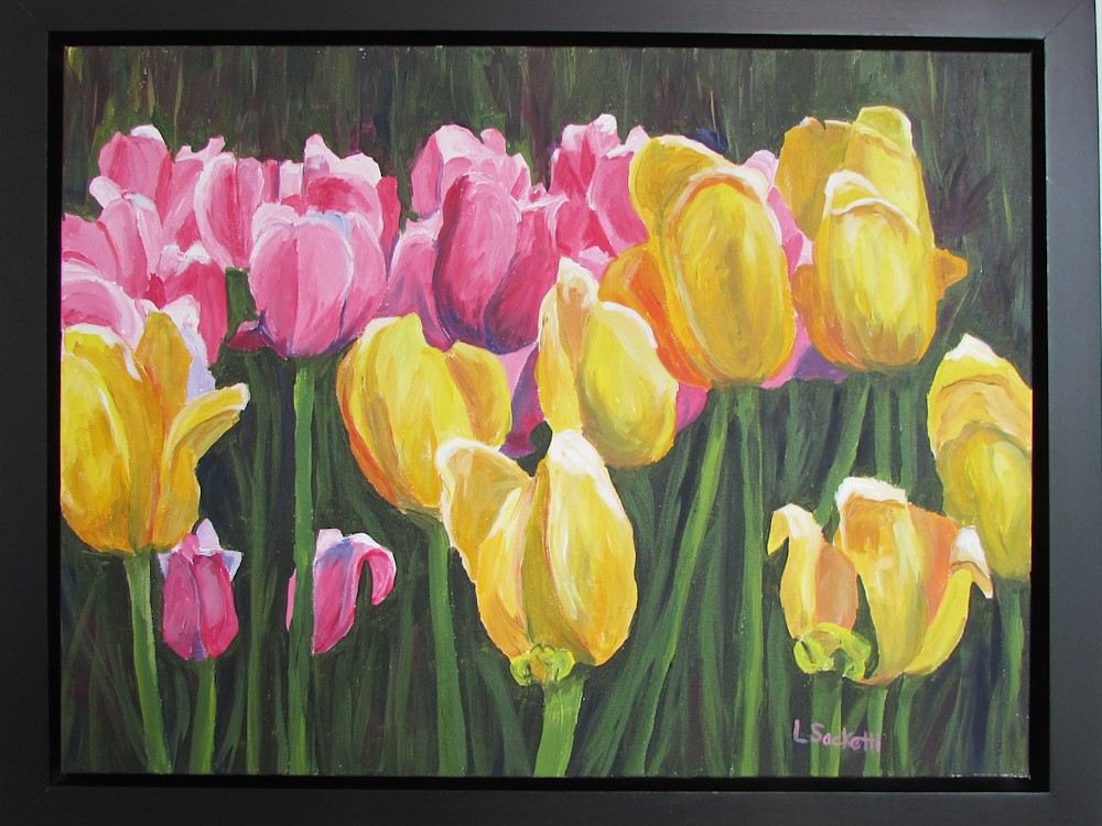 Pink and Yellow Tulips framed   Copy   Copy