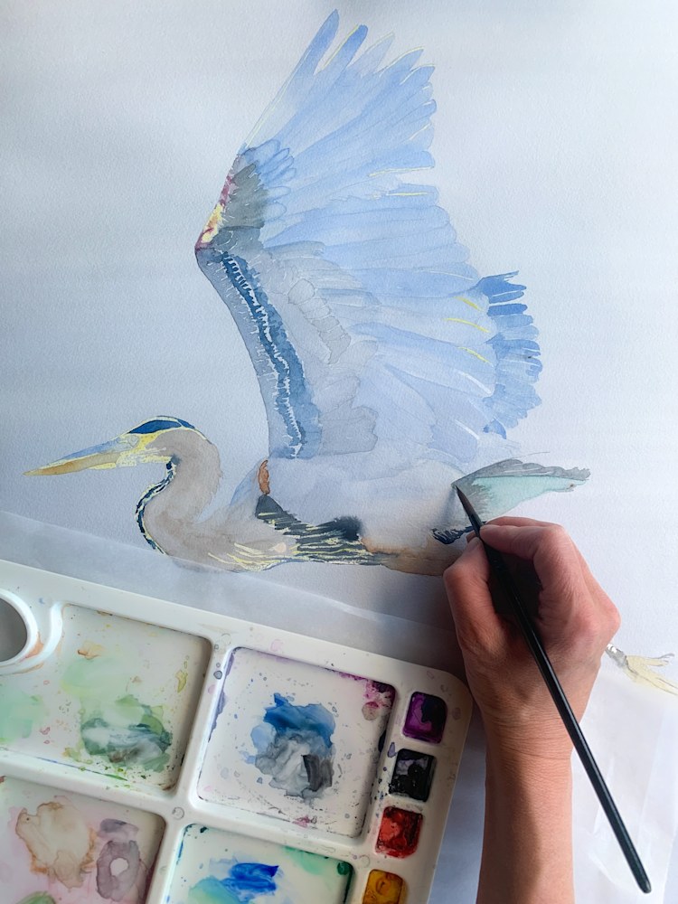 blue heron in progress