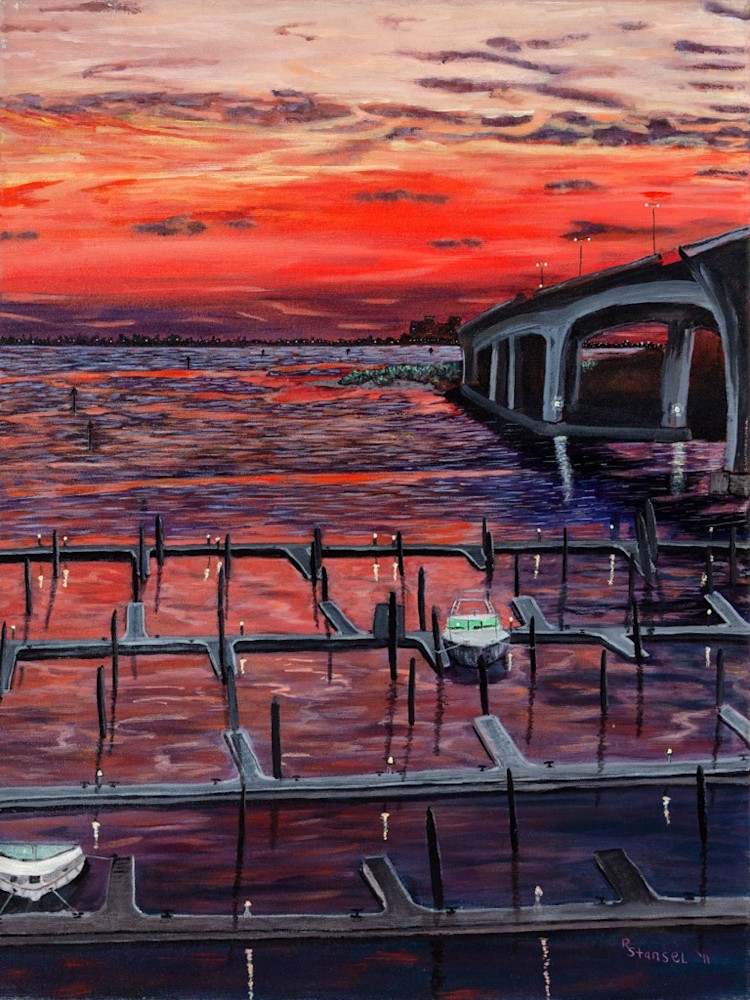 ron stansel sunset over clearwater beach 24x18 2
