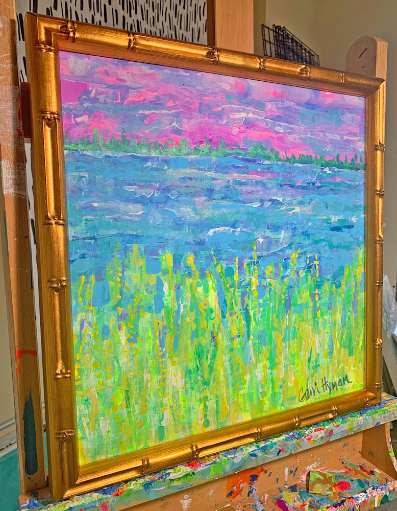 marsh square framed on easel