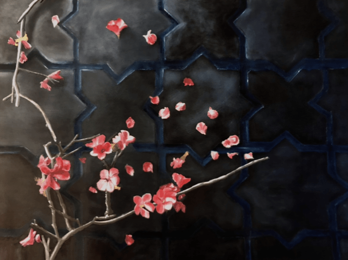 Study of Cherry Branches on Tile