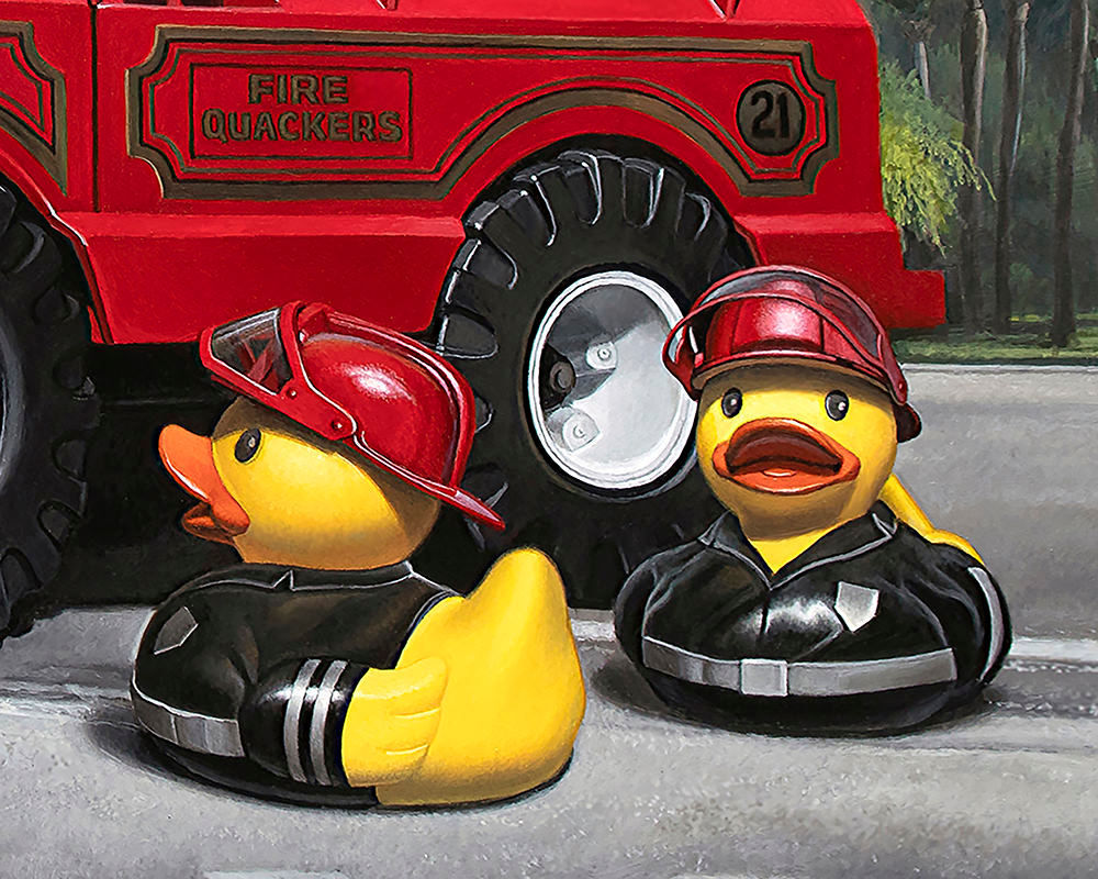 Kevin Grass Fire Quackers Detail 1 Acrylic on aluminum panel painting