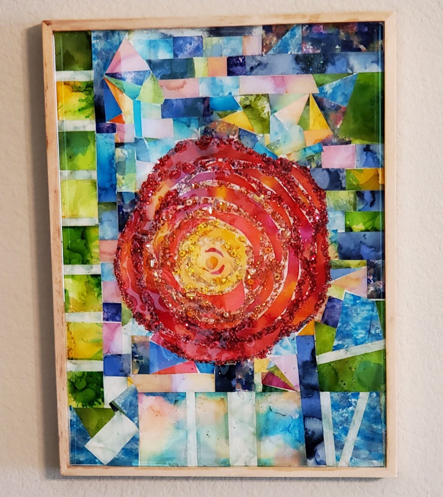 Red Bloom with frame