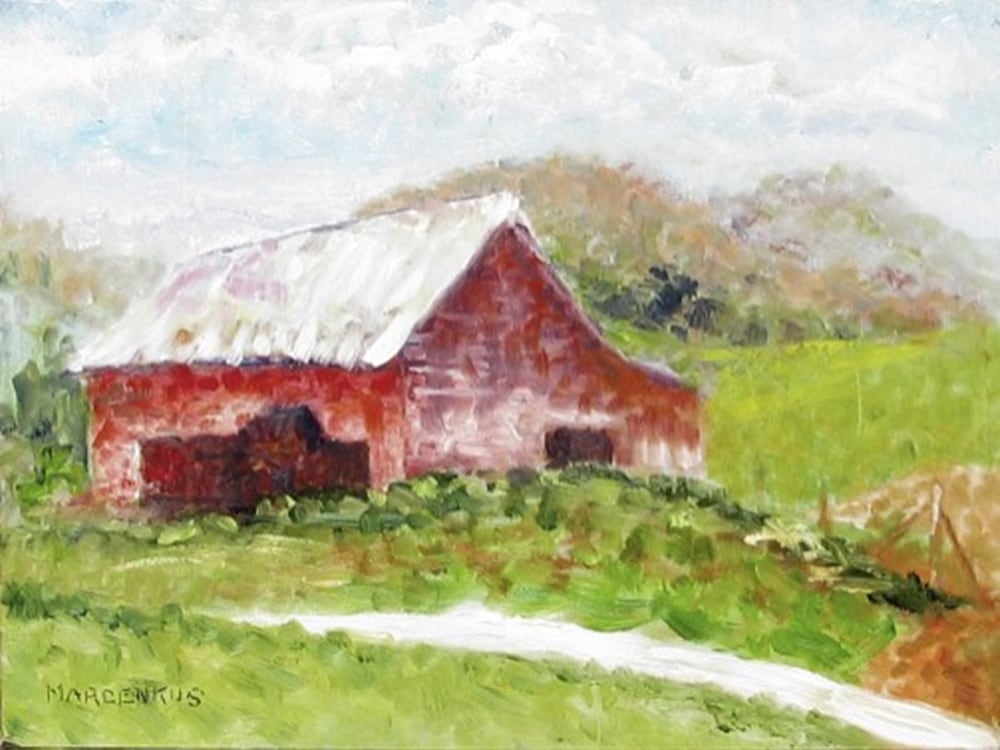 Country Red Barn,  12 x 9 resized