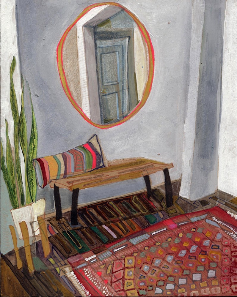Foyer with Mirror and Rug