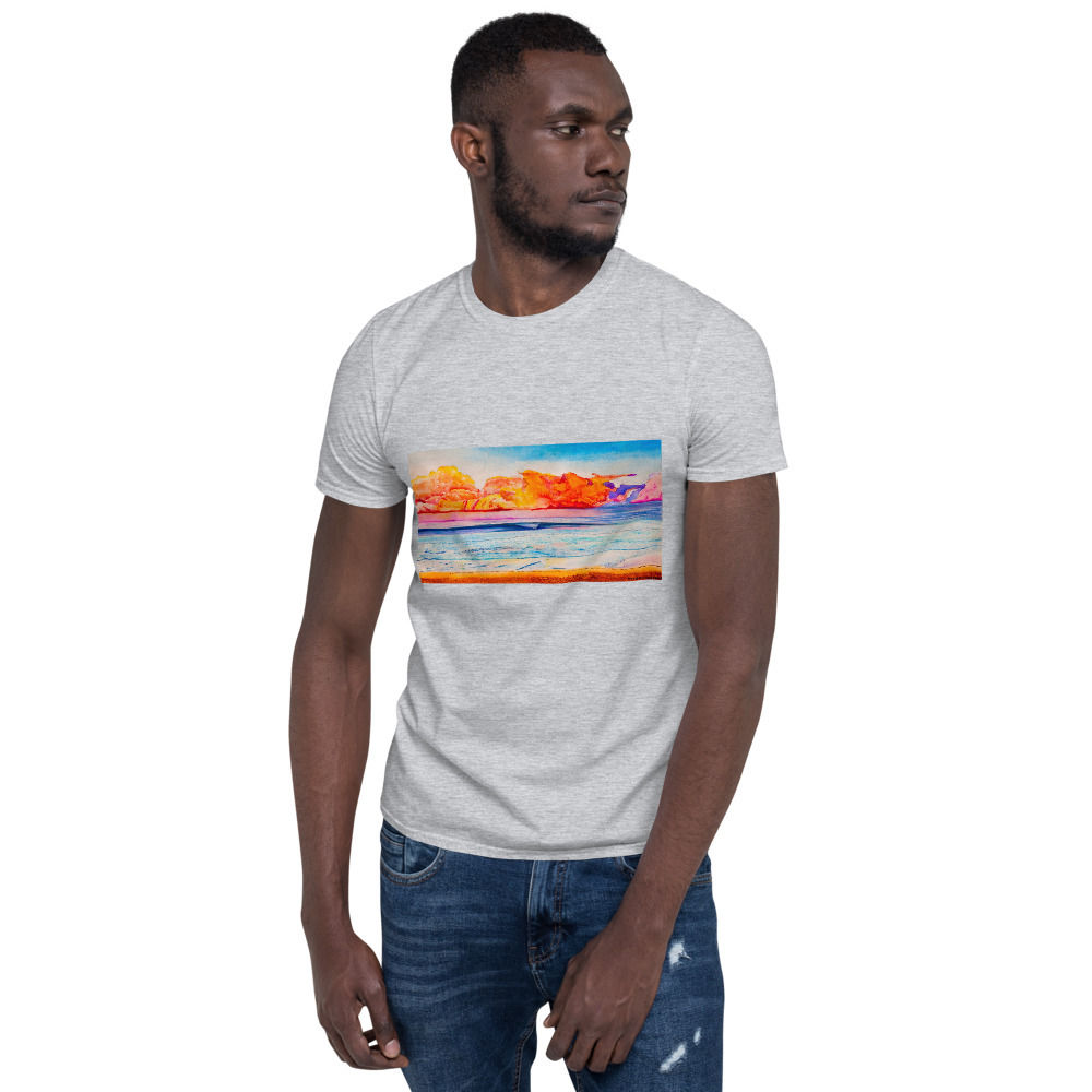 Mens T Shirt Psychedelic Wave Grey