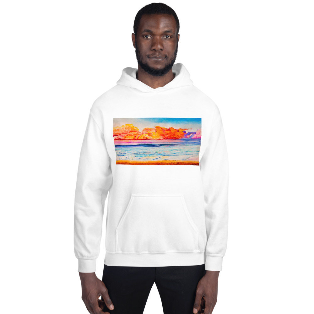 Mens Hoodie Psychedelic Wave White