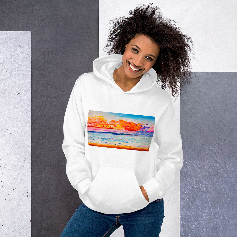  Womens Hoodies Psychedelic Wave White