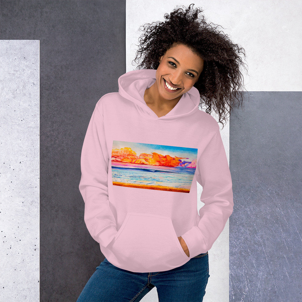  Womens Hoodies Psychedelic Wave Pink