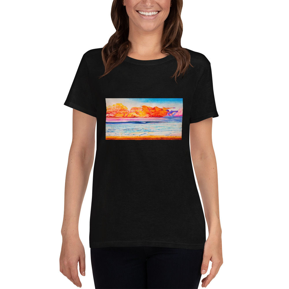 Psychedelic Wave Womens T Shirt   Black