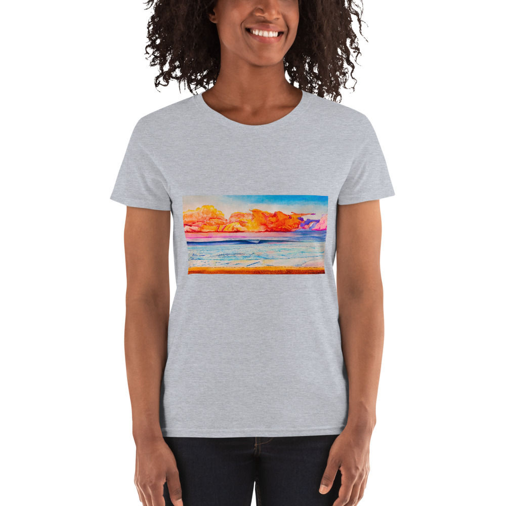 Psychedelic Wave Womens T Shirt   Sport Gray