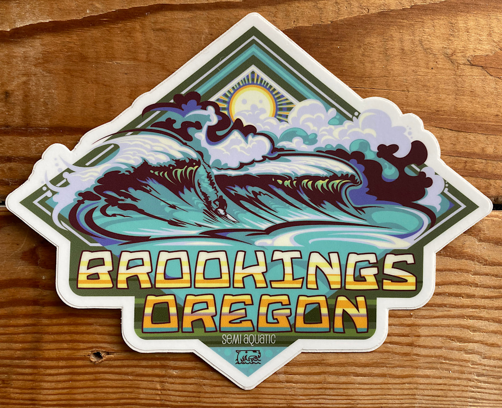 Brookings Oregon Big Wave Sticker WEB02