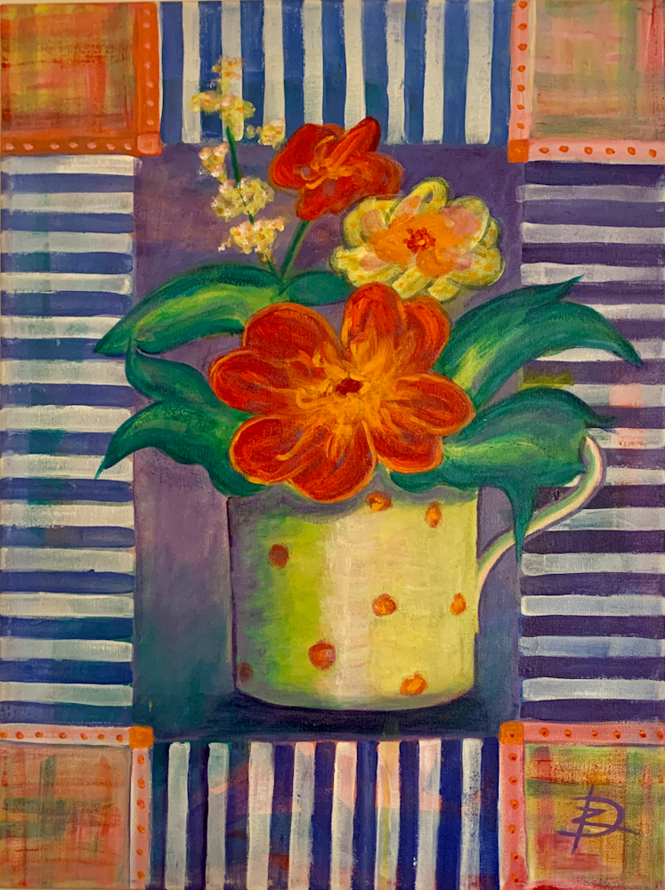 Flowers in a Yellow Pot