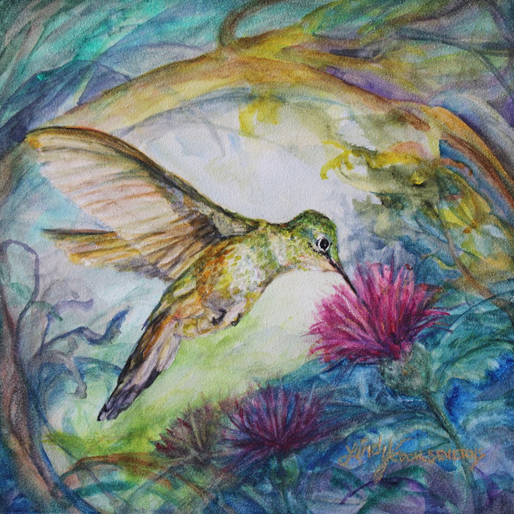 31g21 Wings to a Hidden World 8x8 v watercolor Lindy C Severns