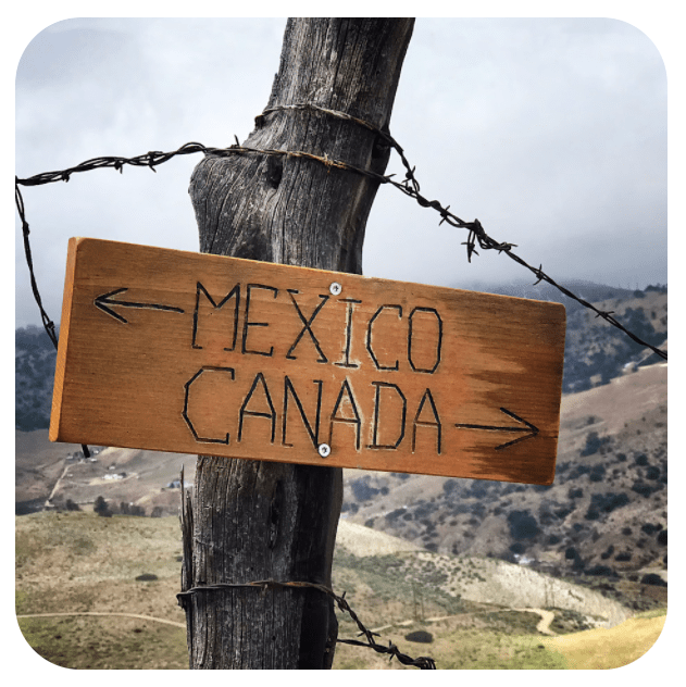 Mexico to Canada Sign Coaster