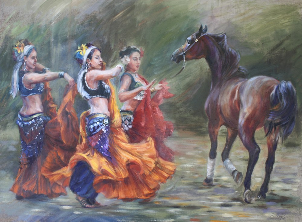 Jelena Eros   Elena Eros Rajastan Celebration Oil on Canvas 18x25 3200
