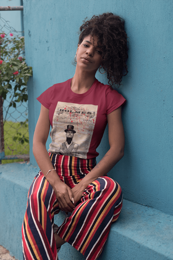t shirt mockup of a relaxed woman with a kinky ponytail 27353
