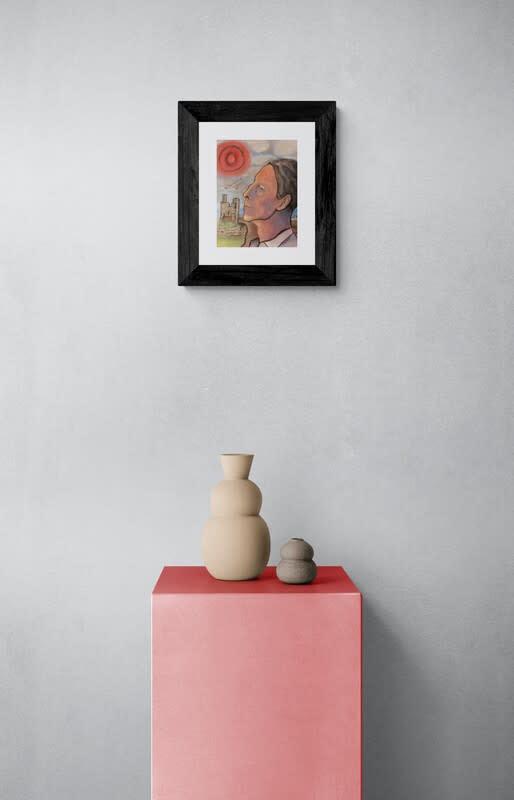 Modern ceramic vases on plinth (1)