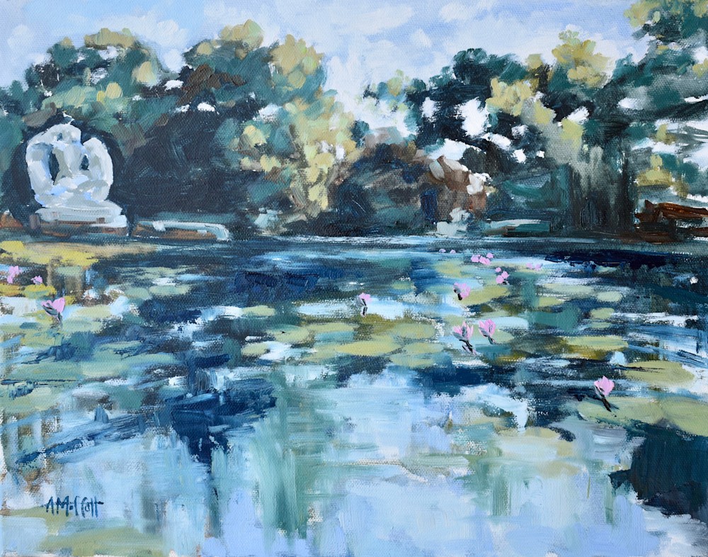 lily pond at brookgreen gardens oil on canvas