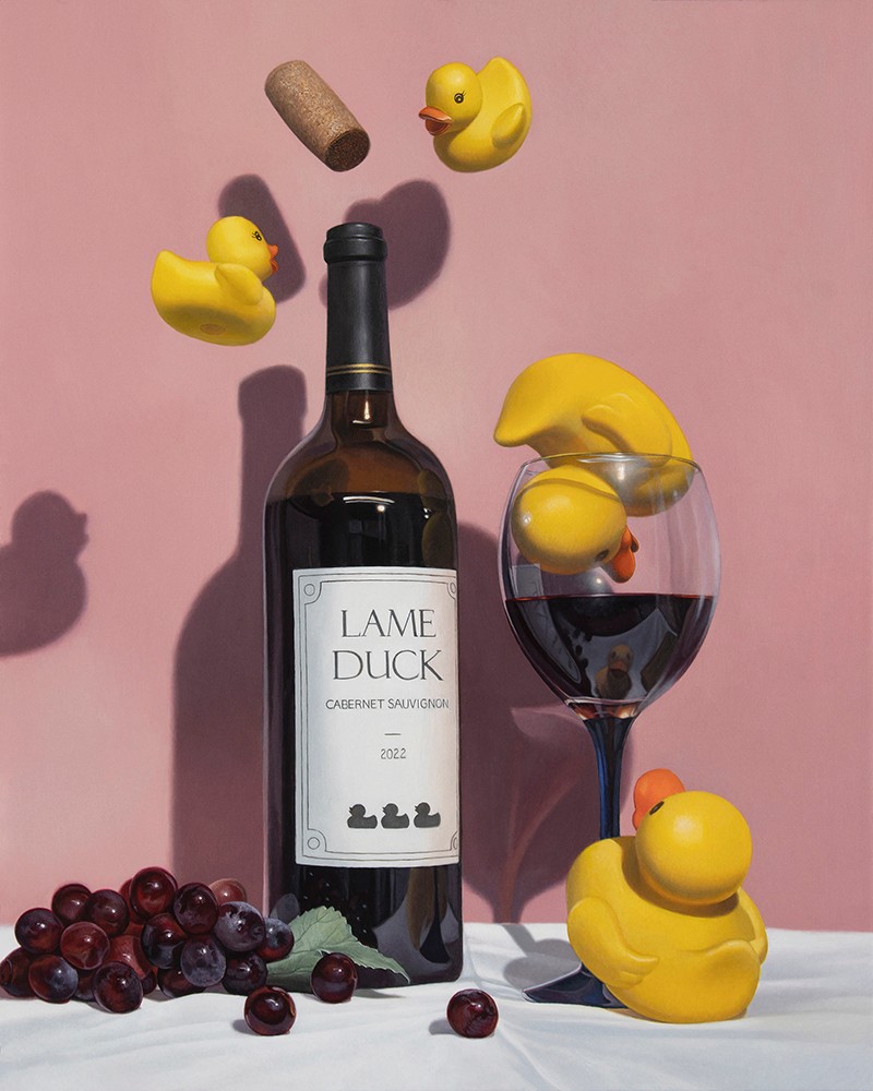 Kevin Grass Quack Open a Bottle Acrylic on aluminum panel painting