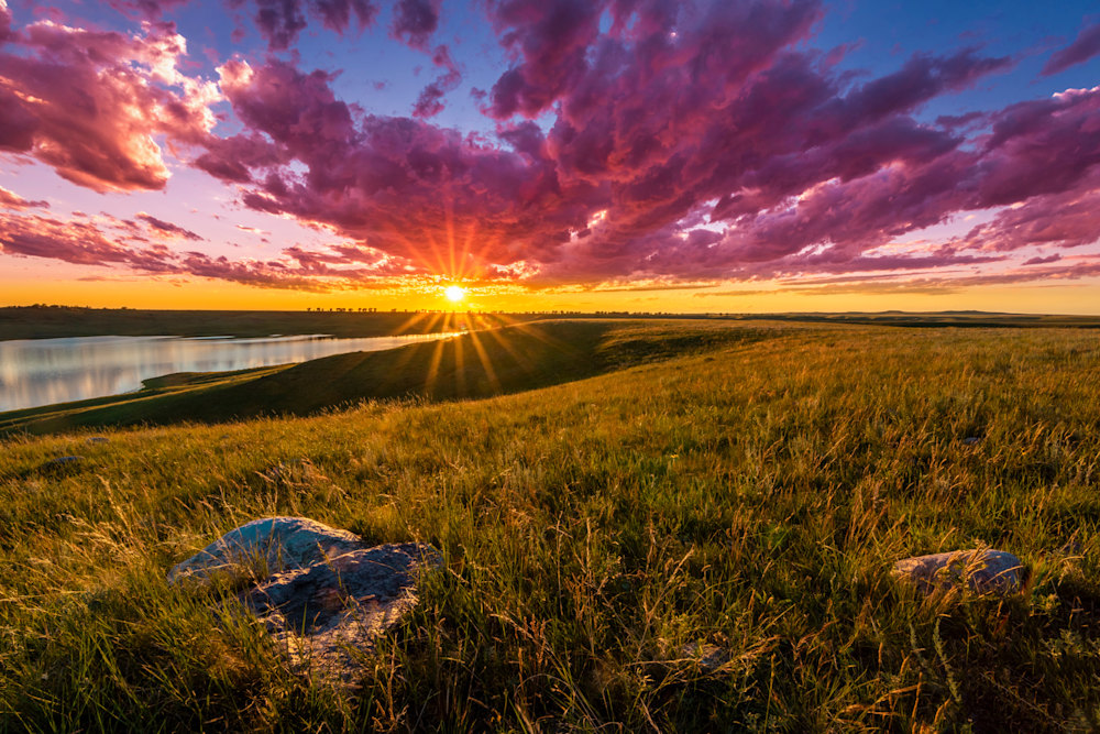 Andy Crawford Photography Sunset Over Lake Oahe   Signed Edition