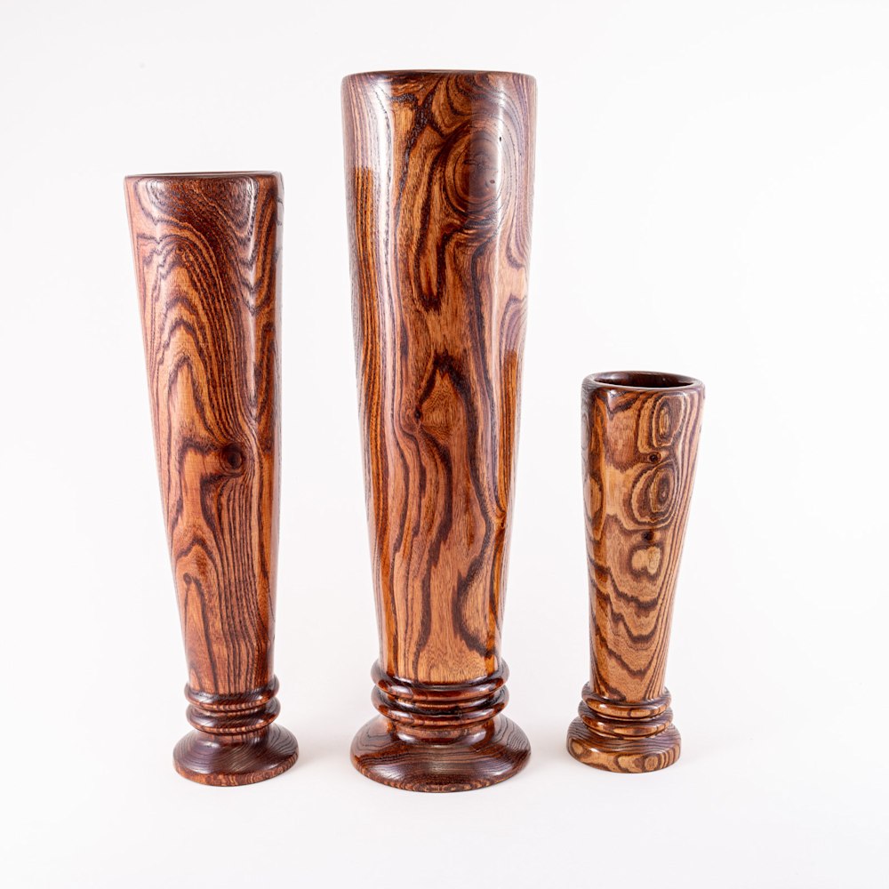 Chinaberry Turned-Wood Vase (set of 3)