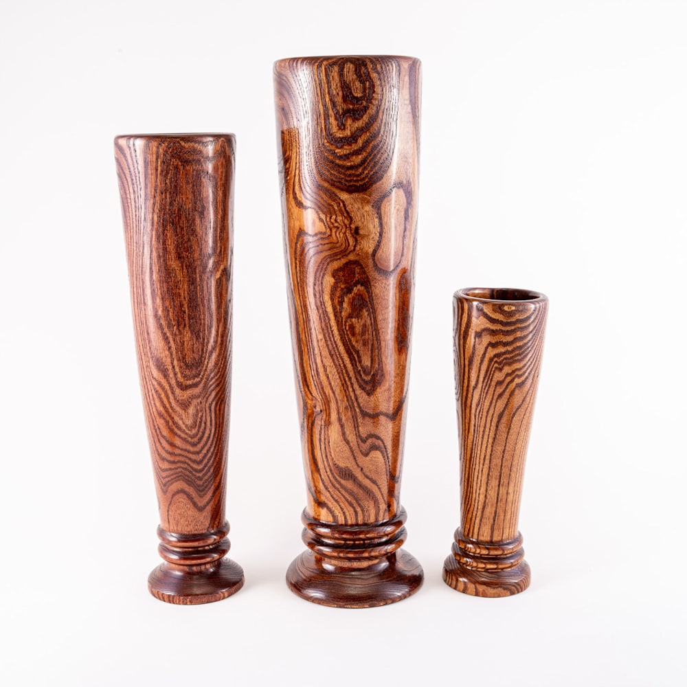 Chinaberry Turned-Wood Vase (set of 3)