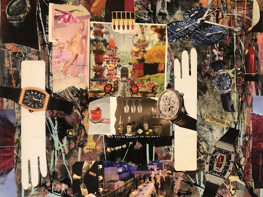 de Veuve Alexis It's Five O'Clock Somewhere mixed media and collage