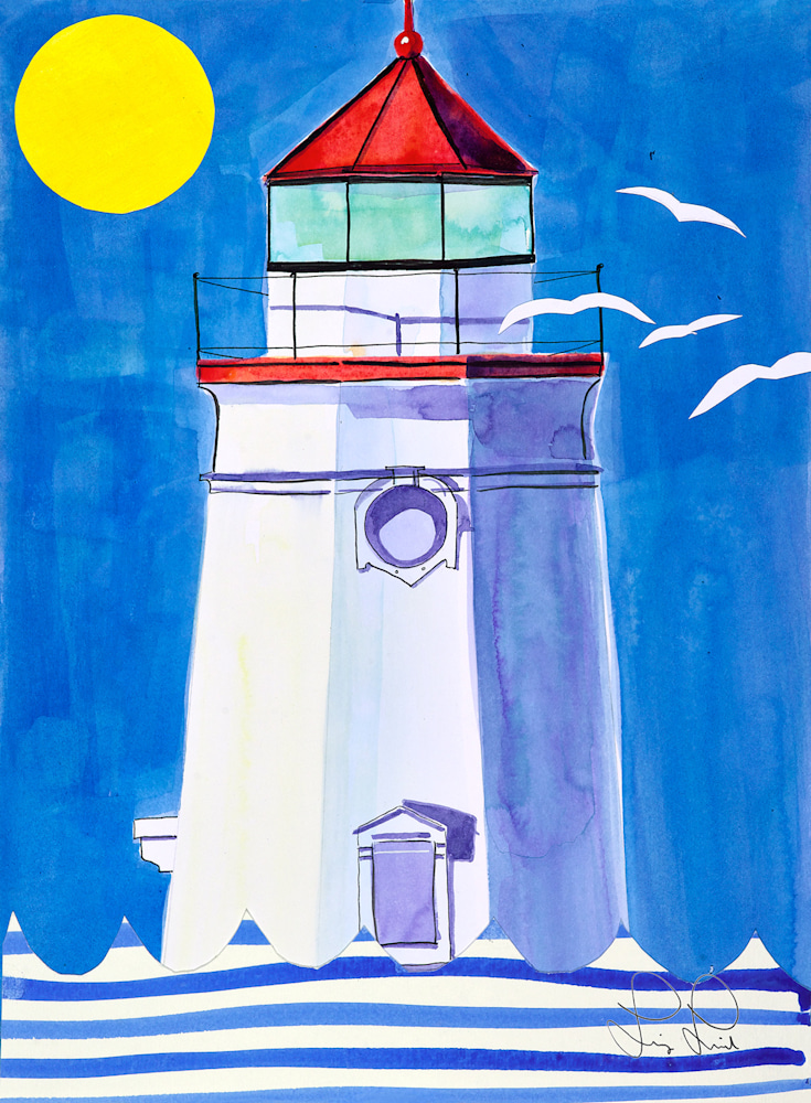 Blue and White Lighthouse