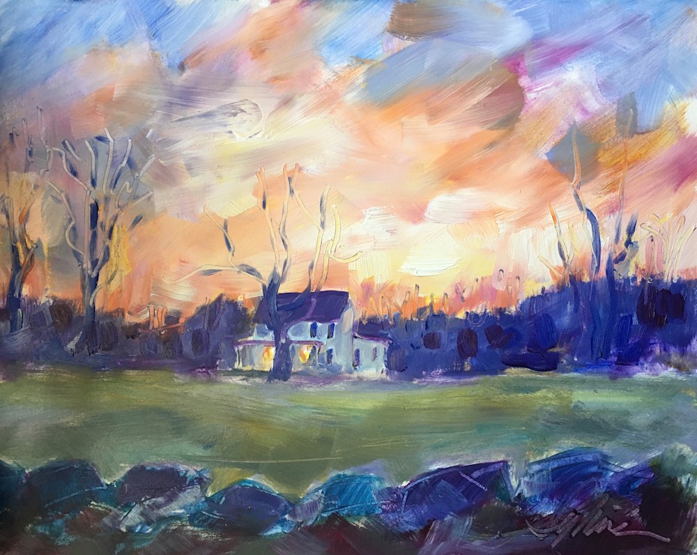 Lonely Christmas Sunset 2020 artist Sylvina Rollins ~ 10x8